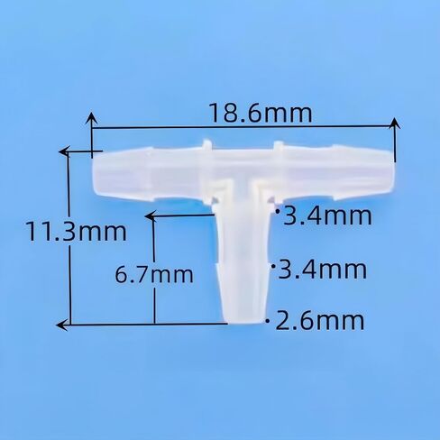 تركيب خرطوم بارب متساوي، 3/32 بوصة وصلة أنابيب بلاستيكية من نوع T 2.0 مم 3 طرق من مادة البولي بروبيلين موصلات أنابيب الهواء ملحقات مضخة الهواء جهاز الربط محول الاتحاد قارب الماء الهواء O2 الوقود 20 قطعة in Kuwait