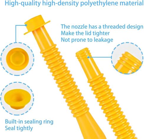 Upgraded Gas Can Spout Replacement, 4-Pack Leak-Proof Fuel Can Nozzle with Flexible Spouts, Vent Caps, Drill Bit, Thick Rubber Pad & Spout Cover for Most 1/2/5/10 Gallon Plastic Gas Tanks in Kuwait