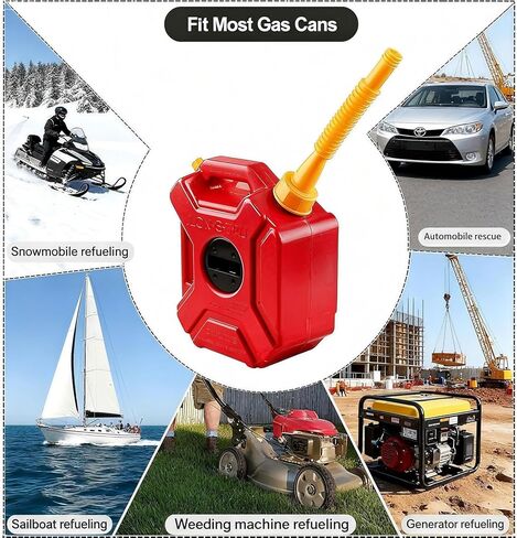 Upgraded Gas Can Spout Replacement, 4-Pack Leak-Proof Fuel Can Nozzle with Flexible Spouts, Vent Caps, Drill Bit, Thick Rubber Pad & Spout Cover for Most 1/2/5/10 Gallon Plastic Gas Tanks in Kuwait