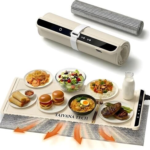 Food Warming Mat for Countertop, Extra Large 36"×15" Electric Silicone Warming Tray with Heat-Resistant Pad | 3 Temp Settings (122°F-212°F) 6H Timer Child Lock | Roll-Up Food Warmer for Parties in Saudi Arabia
