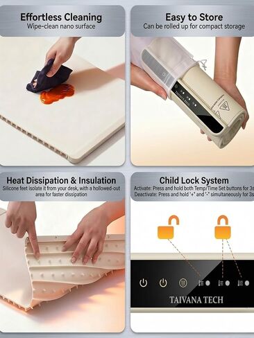 Food Warming Mat for Countertop, Extra Large 36"×15" Electric Silicone Warming Tray with Heat-Resistant Pad | 3 Temp Settings (122°F-212°F) 6H Timer Child Lock | Roll-Up Food Warmer for Parties in Saudi Arabia