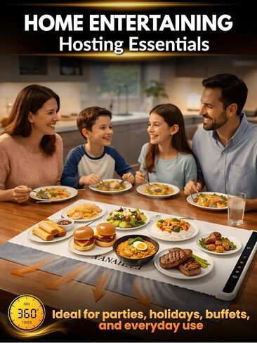 Food Warming Mat for Countertop, Extra Large 36"×15" Electric Silicone Warming Tray with Heat-Resistant Pad | 3 Temp Settings (122°F-212°F) 6H Timer Child Lock | Roll-Up Food Warmer for Parties in Saudi Arabia