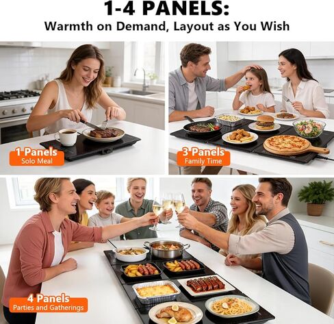 صينية تسخين كهربائية، سخانات طعام معيارية 4 في 1 لبوفيه الحفلات مع 10 إعدادات لدرجة الحرارة ومؤقت 8 ساعات، بساط زجاجي لتدفئة الطعام مقاس 33 بوصة × 15 بوصة، سخان محمول لتقديم الطعام والتجمعات in Kuwait