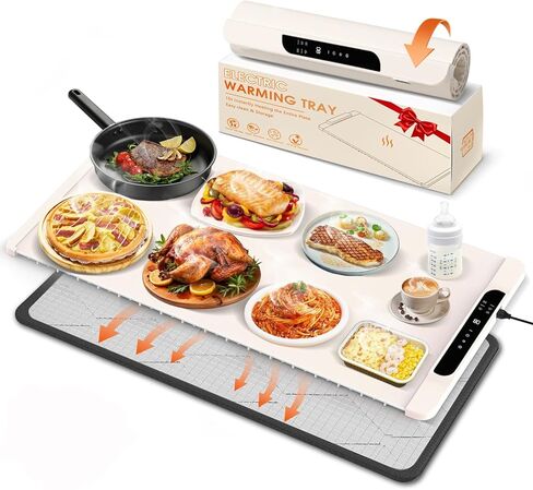 Warming Mat for Food with Heat Resistant Pad, 36"x16" Food Warmer Mat for Countertop Food Warmer Custom Temperature Settings 10H Timer Portable Heating Pad for Parties Buffets Holiday Home Use (Gray) in Kuwait