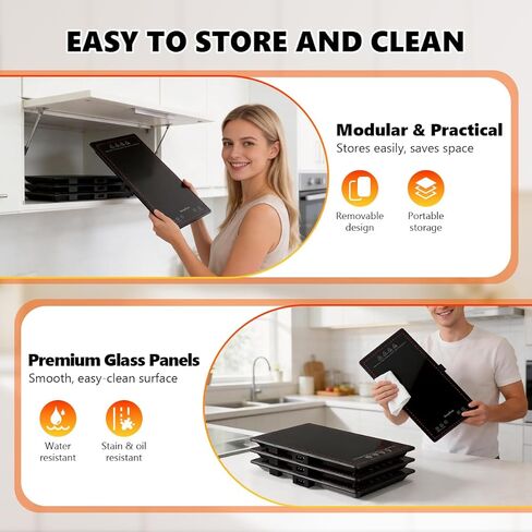 صينية تسخين كهربائية، سخانات طعام معيارية 4 في 1 لبوفيه الحفلات مع 10 إعدادات لدرجة الحرارة ومؤقت 8 ساعات، بساط زجاجي لتدفئة الطعام مقاس 33 بوصة × 15 بوصة، سخان محمول لتقديم الطعام والتجمعات in Kuwait