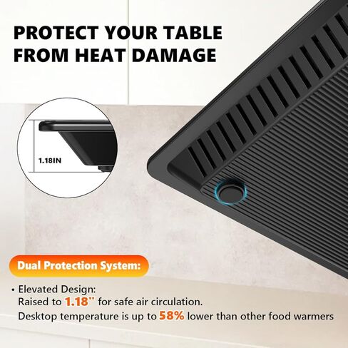 صينية تسخين كهربائية، سخانات طعام معيارية 4 في 1 لبوفيه الحفلات مع 10 إعدادات لدرجة الحرارة ومؤقت 8 ساعات، بساط زجاجي لتدفئة الطعام مقاس 33 بوصة × 15 بوصة، سخان محمول لتقديم الطعام والتجمعات in Kuwait