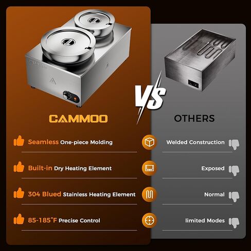 سخان شوربة كهربائي 2 في 1 وسخان طعام على طاولة البخار، 20 لترًا، وعاء باين ماري من الفولاذ المقاوم للصدأ بقدرة 1200 وات، درجة حرارة قابلة للتعديل من 86 إلى 185 درجة فهرنهايت، غلاية شوربة تجارية لتقديم الطعام في بوفيه المطعم in Kuwait