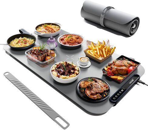 Warming Mat for Food, Voriah Electric Warming Tray with 3 Temp Settings & Auto Shut-Off, Food Warmer with Thick Silicone Surface to Keep Food Warm at Buffet, Parties, and Family Use（Apricot） in Kuwait