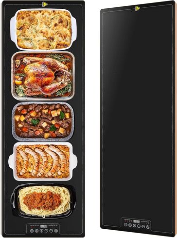 Food Warming Tray for Parties Buffet, 40"x14" Extra Large Long Glass Top Electric Warmer Mat with 9 Temp Settings and Timer, Buffet Servers and Warmers, Food Heater Hot Plate for Catering Gathering in Kuwait