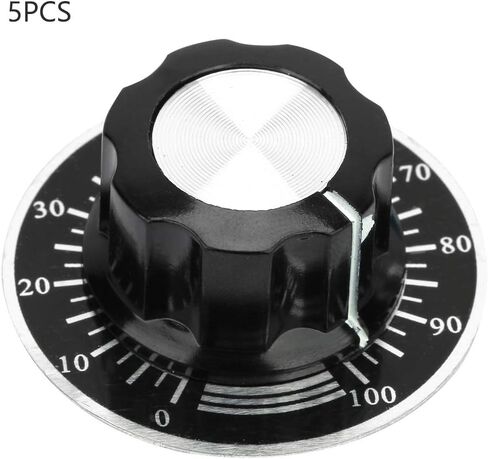 Fafeicy 5-Pack Potentiometer Knurled Knobs, with Digital Dial Scale Plates, 6mm Inner Diameter 27mm Diameter for Volume Control DIY Electronics in Saudi Arabia