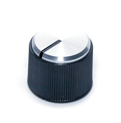 APEM Inc., 410032B14, Knurled Straight Knob - 0.250 (6.35mm) Shaft Size - 0.716 (18.20mm) Diameter - 0.555 (14.10mm) Height - with Line on Top - Plastic - Black. (25 Item/s) in Saudi Arabia