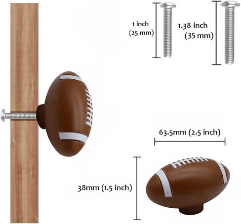 مقابض خزانة ملابس كرة القدم الرجبي، [6 عبوات] مقابض أدراج رياضية، مقابض كروية للأطفال الأولاد درج خزانة الملابس/الخزانة/الباب in Kuwait