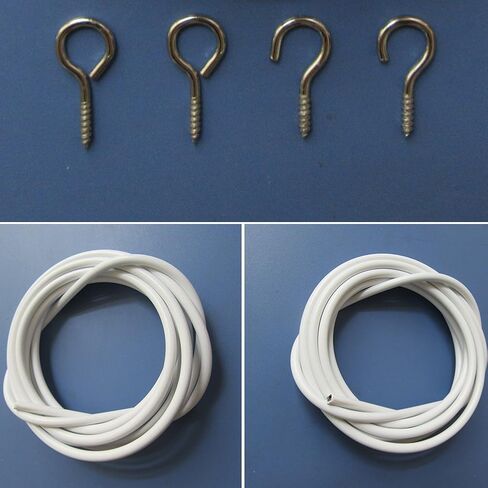 سلك ستارة شبكي، سلك تعليق سلك ستارة أبيض مع خطاف وعيون ذاتية اللصق للستارة، طقم كابل سلك نافذة معلق 2-4 متر (الحجم: 2 متر) in Kuwait