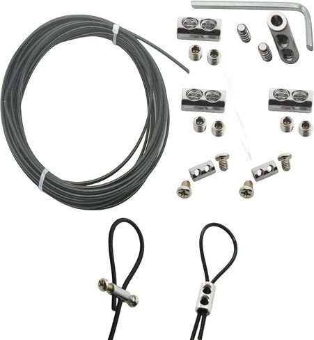 5/64" Wire Rope, 4.9 FT Adjustable Vinyl Coated Stainless Steel Cable Kit for Hanging Light Lamp,Mirrors,Frames,Flower Pots,Billboard,Curtainst,,2 Pcs Black in Kuwait