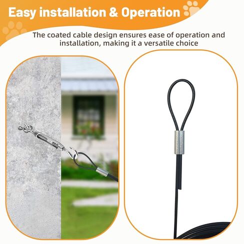 1/8"(3.3mm) Stainless Steel Wire Rope, PVC Coated Cable Kit, 50FT Heavy Duty Outdoor Cable for Deck Railing, String Lights, Clothesline & Garden Use(Black, 50ft) in Saudi Arabia