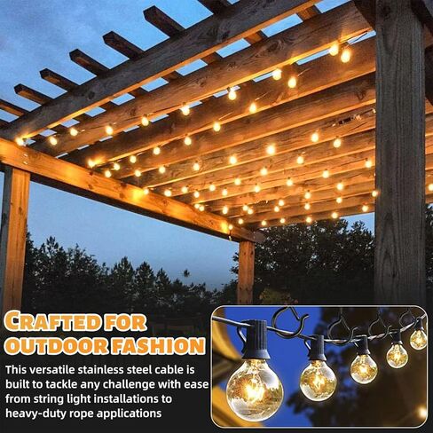 1/8"(3.3mm) Stainless Steel Wire Rope, PVC Coated Cable Kit, 50FT Heavy Duty Outdoor Cable for Deck Railing, String Lights, Clothesline & Garden Use(Black, 50ft) in Saudi Arabia