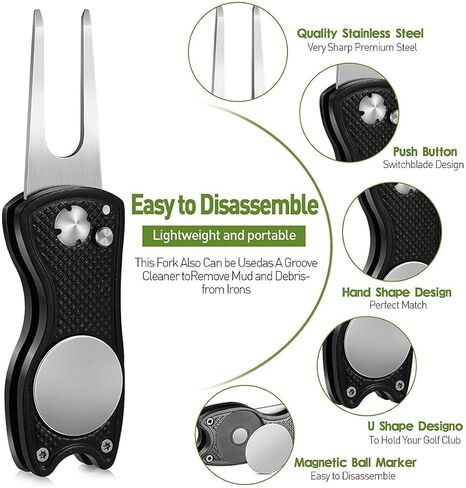 Stainless Steel Golf Divot Repair Tool with Ball Marker and Pop-Out Fork in Saudi Arabia