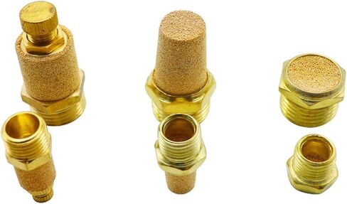 Pneumatic Exhaust Muffler Silencer fitting 1/8 1/4 3/8 1/2 BSPT Male Thread For Air Noise Brass Adjustable Long Short BSL M5(Short-M5) in Saudi Arabia