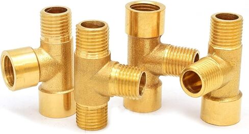 Brass Pipe Fitting Water Oil Gas Coupler Connector Adapter Male Female Thread 1/8" 1/4" 3/8" 1/2" BSPT Tee Type Copper(A,3/4 inch) in Saudi Arabia