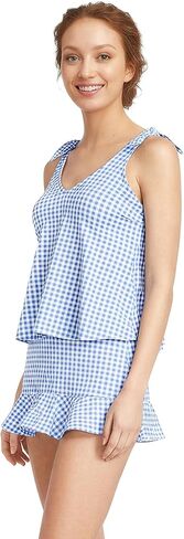 LANDS 'LAND' Women D-Cup Chlorine Resistant V-teac tie-jack tie-flutter tankini swimsuit top in Kuwait