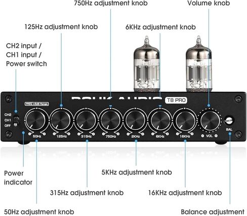 T8PRO HiFi أنبوب ستيريو متوازن XLR/مضخم صوت 7 نطاقات EQ مع التحكم في النغمة in Saudi Arabia
