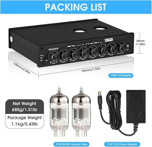 T8PRO HiFi أنبوب ستيريو متوازن XLR/مضخم صوت 7 نطاقات EQ مع التحكم في النغمة in Saudi Arabia