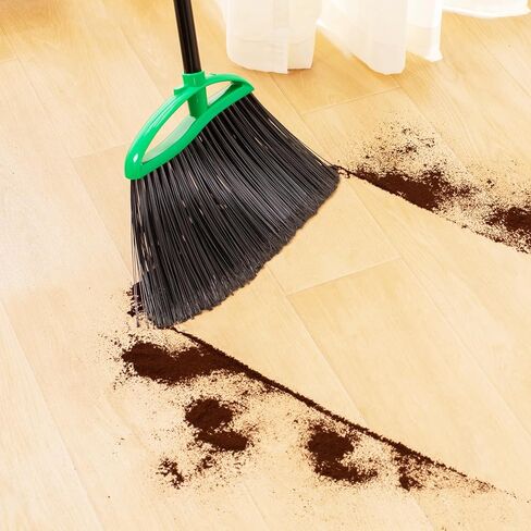 قطعتان من المكانس شديدة التحمل، مجموعة مكنسة بزاوية داخلية وخارجية بمقبض طويل 55 بوصة، تنظيف الأرضيات التجارية المنزلية، لتنظيف المنزل والمطبخ والسطح والمرآب والفناء - أخضر in Kuwait