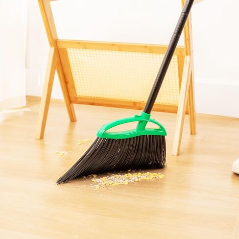 قطعتان من المكانس شديدة التحمل، مجموعة مكنسة بزاوية داخلية وخارجية بمقبض طويل 55 بوصة، تنظيف الأرضيات التجارية المنزلية، لتنظيف المنزل والمطبخ والسطح والمرآب والفناء - أخضر in Kuwait