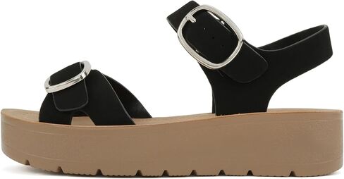 Soda Jolin ~ Women Crisscross Band Low Platform Sandals with Buckle Straps in Saudi Arabia