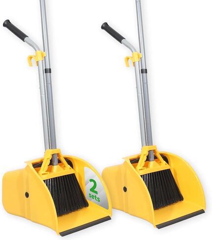 مجموعة مكنسة ومجارف تجارية، مجرفة حطام بمقبض، مقلاة حطام كبيرة، مجموعة قمامة للتنظيف الصناعي/المحترف، مجموعتان، أصفر، حجم كبير جدًا in Kuwait