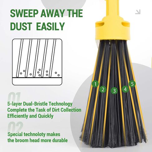 مجموعة مكنسة ومجارف تجارية، مجرفة حطام بمقبض، مقلاة حطام كبيرة، مجموعة قمامة للتنظيف الصناعي/المحترف، مجموعتان، أصفر، حجم كبير جدًا in Kuwait