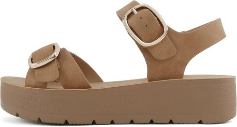 Soda Jolin ~ Women Crisscross Band Low Platform Sandals with Buckle Straps in Saudi Arabia