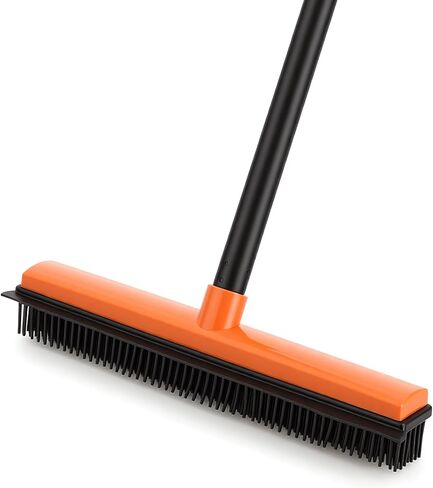 Rubber Broom for Pet Hair on Carpet & Stairs, Adjustable Long Handle Rubber Broom & Squeegee, Pet Hair Remover Tool for Hardwood Tile Floors, Dog Cat Hair Broom in Kuwait