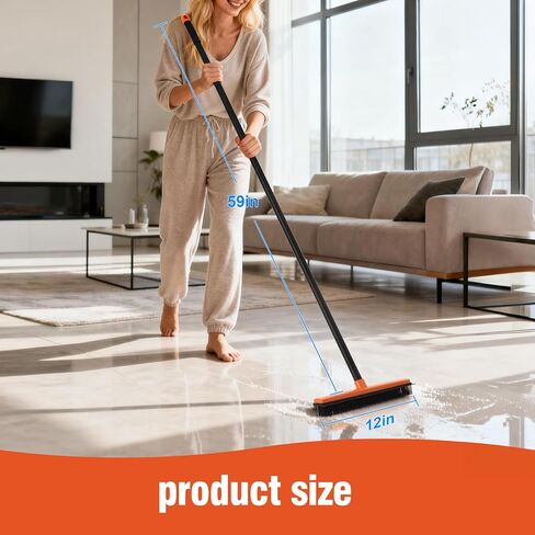 Rubber Broom for Pet Hair on Carpet & Stairs, Adjustable Long Handle Rubber Broom & Squeegee, Pet Hair Remover Tool for Hardwood Tile Floors, Dog Cat Hair Broom in Kuwait