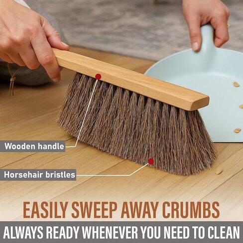 Takavu Multi-Purpose Counter Brush with Solid Wood Handle, Natural Horsehair Bristles for Gentle Dusting of Furniture, Drafting, Patio, Fireplace Cleaning, Shop Brush, Woodworking Tool & Accessories in Kuwait