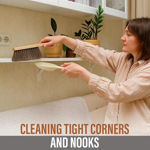 Takavu Multi-Purpose Counter Brush with Solid Wood Handle, Natural Horsehair Bristles for Gentle Dusting of Furniture, Drafting, Patio, Fireplace Cleaning, Shop Brush, Woodworking Tool & Accessories in Kuwait