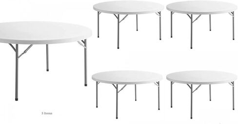 5 عبوات! 60 بوصة. طاولة مستديرة بيضاء قابلة للطي طاولات مستديرة للحفلات طاولة دائرية بلاستيكية في الهواء الطلق طاولة مستديرة قابلة للطي طاولة مستديرة قابلة للطي طاولة بار محمولة للحفلات مكتب قابل للطي طاولة مستديرة قابلة للطي in Kuwait