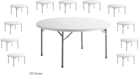 30 حزمة! 60 بوصة. طاولة مستديرة بيضاء قابلة للطي طاولات مستديرة للحفلات طاولة دائرية بلاستيكية في الهواء الطلق طاولة مستديرة قابلة للطي طاولة مستديرة قابلة للطي طاولة بار محمولة للحفلات مكتب قابل للطي طاولة مستديرة قابلة للطي in Kuwait