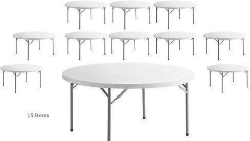 15 حزمة! 60 بوصة. طاولة مستديرة بيضاء قابلة للطي طاولات مستديرة للحفلات طاولة دائرية بلاستيكية في الهواء الطلق طاولة مستديرة قابلة للطي طاولة مستديرة قابلة للطي طاولة بار محمولة للحفلات مكتب قابل للطي طاولة مستديرة قابلة للطي in Kuwait