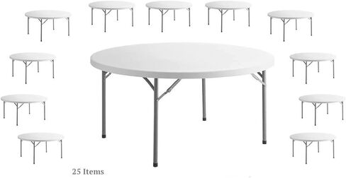 25 عبوة! 60 بوصة. طاولة مستديرة بيضاء قابلة للطي طاولات مستديرة للحفلات طاولة دائرية بلاستيكية في الهواء الطلق طاولة مستديرة قابلة للطي طاولة مستديرة قابلة للطي طاولة بار محمولة للحفلات مكتب قابل للطي طاولة مستديرة قابلة للطي in Kuwait