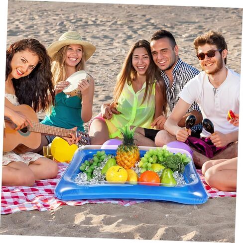 iplusmile 4pcs Inflatable Ice Serving Tray Transparent Cooler for Summer Parties Bbqs and Picnics Keep Food and Drinks Fresh Easy Use Design in Saudi Arabia
