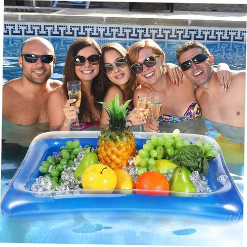 iplusmile 4pcs Inflatable Ice Serving Tray Transparent Cooler for Summer Parties Bbqs and Picnics Keep Food and Drinks Fresh Easy Use Design in Saudi Arabia