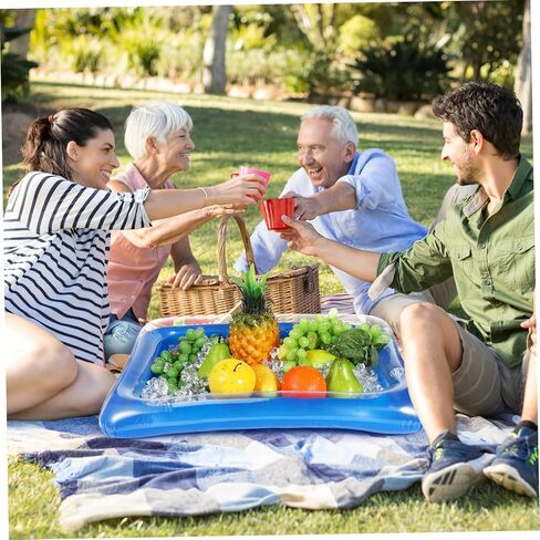 iplusmile 4pcs Inflatable Ice Serving Tray Transparent Cooler for Summer Parties Bbqs and Picnics Keep Food and Drinks Fresh Easy Use Design in Saudi Arabia