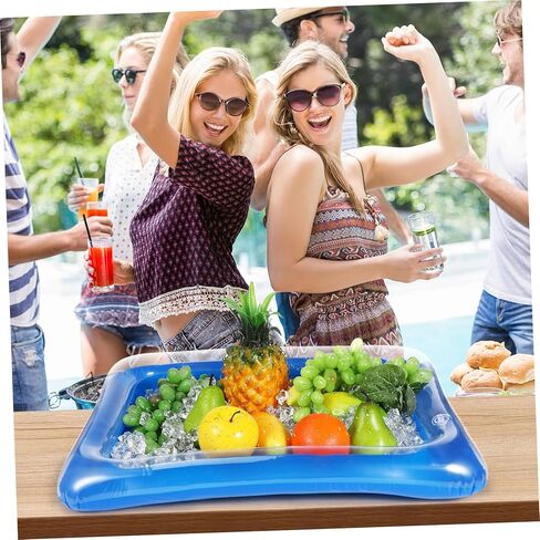 iplusmile 4pcs Inflatable Ice Serving Tray Transparent Cooler for Summer Parties Bbqs and Picnics Keep Food and Drinks Fresh Easy Use Design in Saudi Arabia