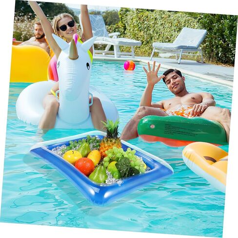 iplusmile 4pcs Inflatable Ice Serving Tray Transparent Cooler for Summer Parties Bbqs and Picnics Keep Food and Drinks Fresh Easy Use Design in Saudi Arabia