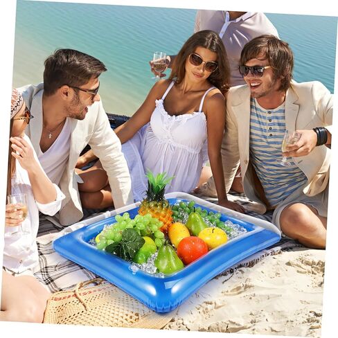 iplusmile 4pcs Inflatable Ice Serving Tray Transparent Cooler for Summer Parties Bbqs and Picnics Keep Food and Drinks Fresh Easy Use Design in Saudi Arabia