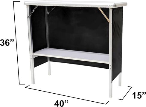PARTYPONG Portable Bar w/ 16 LED Light Colors, Black & Hawaiian Bar Skirts, Supportive Storage Shelf, Folding Legs & Carrying Case - Double Bar in Kuwait
