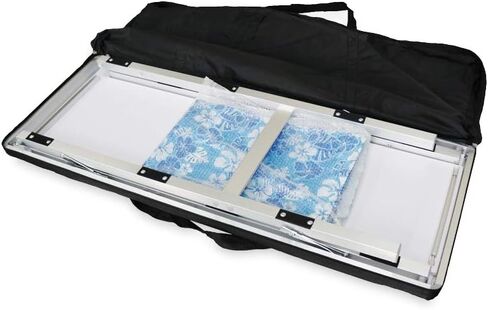 PARTYPONG Portable Bar w/ 16 LED Light Colors, Black & Hawaiian Bar Skirts, Supportive Storage Shelf, Folding Legs & Carrying Case - Double Bar in Kuwait