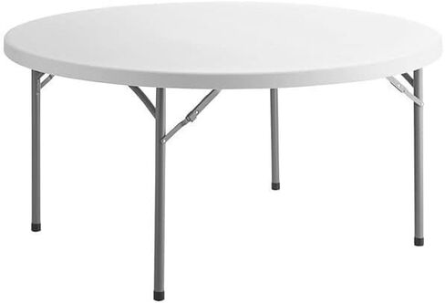 60 in. White Round Folding Table Round Tables for Parties Plastic Circle Table Outdoor Round Folding Table Foldable Round Table Portable Bar Table for Party Folding Desk Round Fold Up Table in Kuwait
