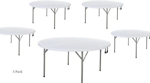 5 عبوات 60 بوصة. طاولة مستديرة بيضاء قابلة للطي طاولات مستديرة للحفلات طاولة دائرية بلاستيكية في الهواء الطلق طاولة مستديرة ثنائية الطي طاولة مستديرة قابلة للطي طاولة بار محمولة للحفلات مكتب ثنائي الطي مستدير قابل للطي in Kuwait